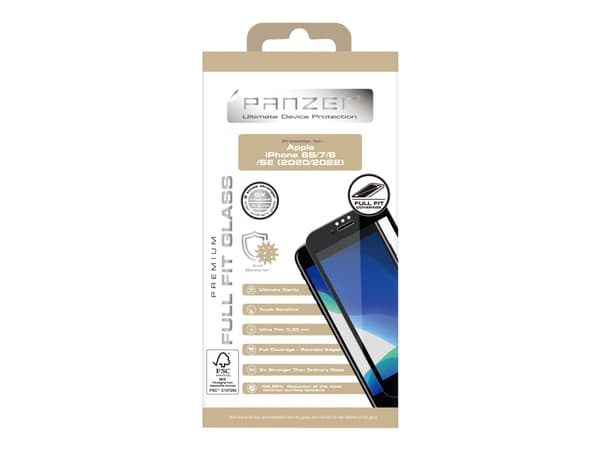 iPhone 6S/7/8/SE 2022 Full-Fit SilicateGlass, black
