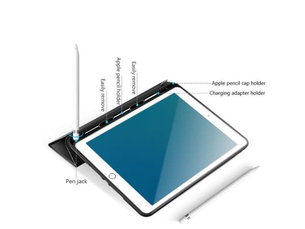 eSTUFF - Skjermdeksel for nettbrett - polyuretanlær, termoplast-polyuretan (TPU) - svart - 7.9" - for Apple iPad mini (6. generasjon)