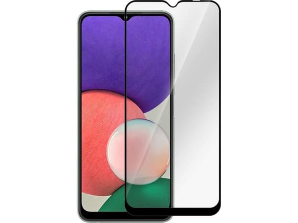 eSTUFF Titan Shield - Skjermbeskyttelse for mobiltelefon - full deksel - glass - svart, gjennomsiktig - for Samsung Galaxy A22 5G