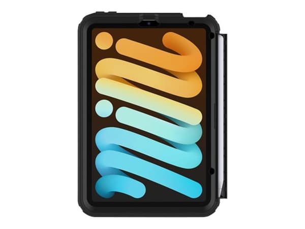OtterBox Defender Series - Baksidedeksel for nettbrett - skjermstativ - polykarbonat, syntetisk gummi - svart - for Apple iPad mini (6. generasjon)