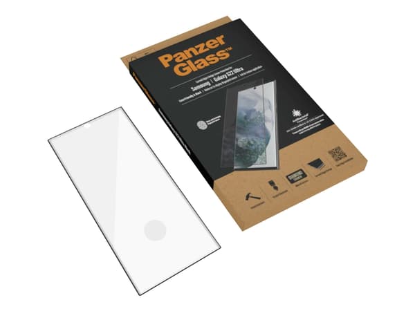 PanzerGlass™ | Case-Friendly - Skærmbeskytter för mobiltelefon - Edge-to-Edge passform - ramfarve sort | Samsung Galaxy S22 Ultra