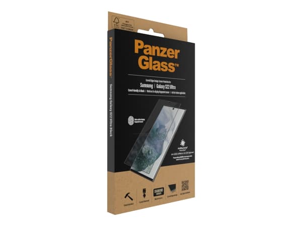 PanzerGlass™ | Case-Friendly - Skærmbeskytter för mobiltelefon - Edge-to-Edge passform - ramfarve sort | Samsung Galaxy S22 Ultra