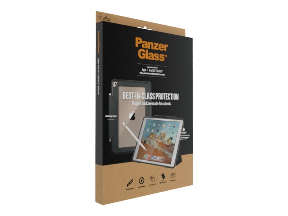 PanzerGlass - Black Edition - vikbart fodral för surfplatta - robust - antibakteriell - plast - för Apple 10.2-inch iPad; 10.5-inch iPad Air (3:e gen