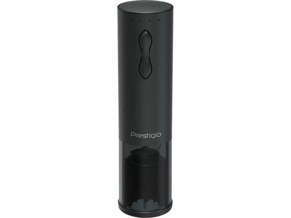 Bolsena, elektrisk vinåpner med Prestigio-logo, lufter, vakuumkonservator, Svart