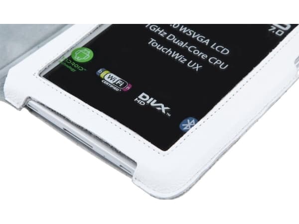 Quer Etui valkoinen tabletti kotelo Samsung Galaxy Tab P3100 (aitoa nahkaa)