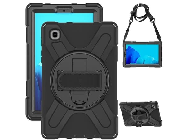 eSTUFF - Baksidesskydd för surfplatta - silikon, polykarbonat - svart - 10.9" - för Samsung Galaxy Tab A7 Lite