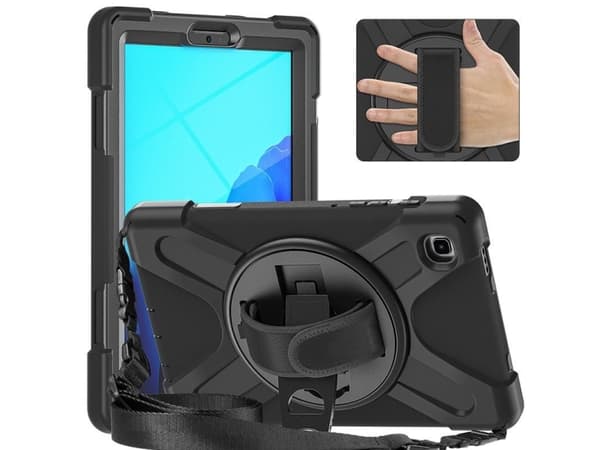 eSTUFF - Baksidesskydd för surfplatta - silikon, polykarbonat - svart - 10.9" - för Samsung Galaxy Tab A7 Lite