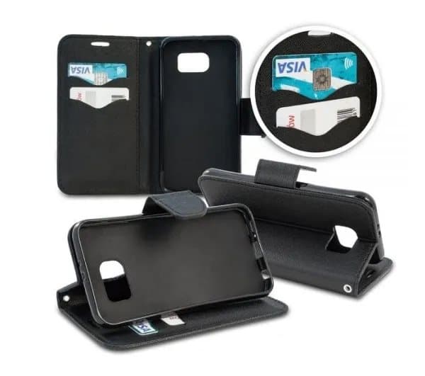 Iphone X / XS cover - flip med magnet - sort