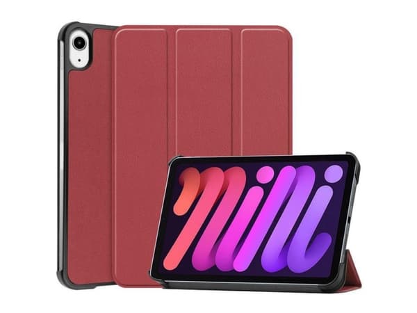 CoreParts - Vikbart fodral för surfplatta - tri-fold caster, with auto-wake function - vinröd - för Apple iPad mini (6:e generation)