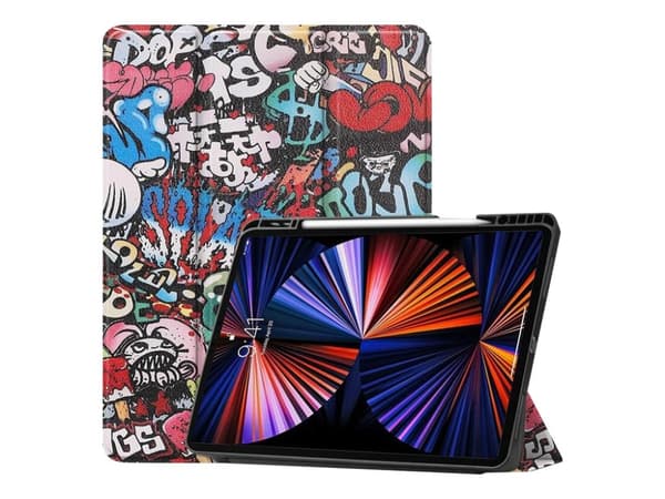 CoreParts - Lommebok for nettbrett - tri-fold caster, built-in S Pen holder, auto-wake function - termoplast-polyuretan (TPU) - graffiti - 12.9" - fo