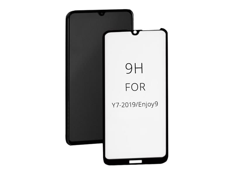 Qoltec Premium - Skärmskydd för mobiltelefon - glas - 6.26" - ramfärg svart - för Huawei Y7 2019, Y7 Prime 2019, Y7 Pro 2019