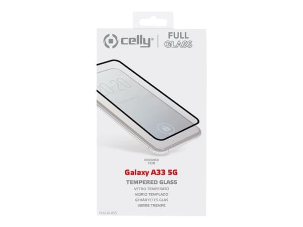 Celly Full Glass, Samsung, Samsung Galaxy A33, Naarmuuntumisenkestävä, Musta, Läpinäkyvä, 1 kpl