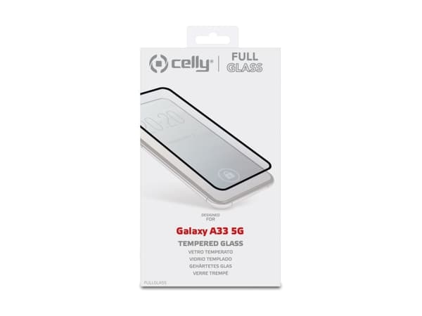 Celly Full Glass, Samsung, Samsung Galaxy A33, Naarmuuntumisenkestävä, Musta, Läpinäkyvä, 1 kpl