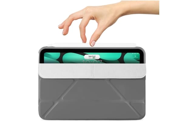 Pipetto Origami - Vikbart fodral för surfplatta - termoplastisk polyuretan (TPU) - mörkgrå - för Apple iPad mini (6:e generation)