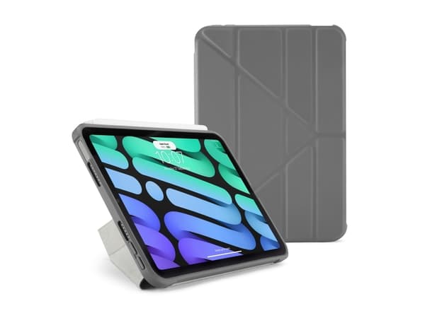 Pipetto Origami - Vikbart fodral för surfplatta - termoplastisk polyuretan (TPU) - mörkgrå - för Apple iPad mini (6:e generation)