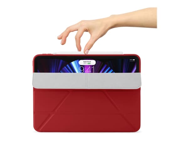 Pipetto Original Origami No1 - Lommebok for nettbrett - termoplast-polyuretan (TPU) - rød - 11" - for Apple 11-inch iPad Pro (1. generasjon, 2. gener