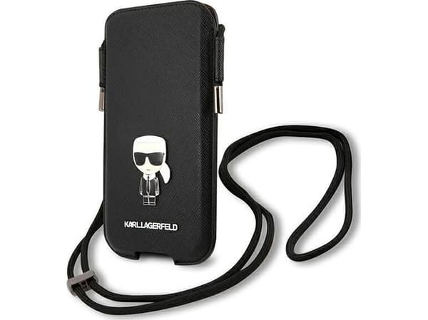 Karl Lagerfeld Torebka KLHCP12LOPHKMK 6,7" czarny/svart hardcase Saffiano Ikonik Kar`s