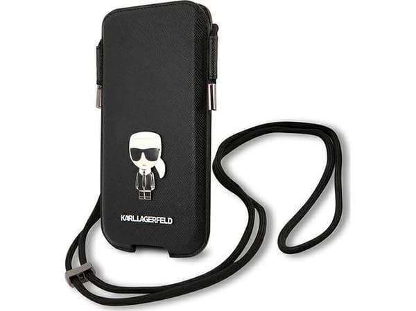 Karl Lagerfeld Torebka KLHCP12MOPHKMK 6,1" czarny/svart hardcase Saffiano Ikonik Karl`s