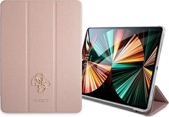 "Guess Saffiano 4G Big Metal Logo - iPad Pro 12.9"-deksel 2021 (rosa)"