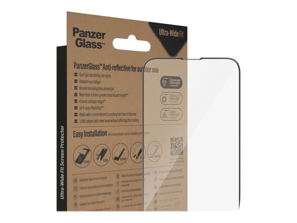 PanzerGlass - Skjermbeskyttelse for mobiltelefon - ultrabred passform - glass - rammefarge svart - for Apple iPhone 13 Pro Max, 14 Plus