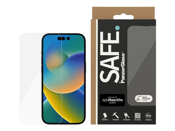 SAFE. by PanzerGlass™ | Case-Friendly - Skærmbeskytter for mobiltelefon - Edge-to-Edge passform - Klart glas | Apple iPhone 14 Pro