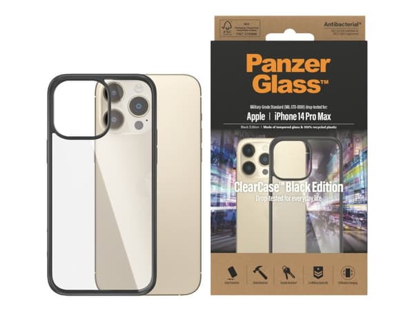 PanzerGlass™ | ClearCase - Bagsidecover - Black Edition | Apple Iphone 14 Pro Max