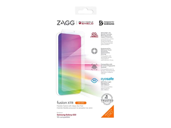 ZAGG InvisibleShield Fusion XTR - Skjermbeskyttelse for mobiltelefon - glass - for Samsung Galaxy S22