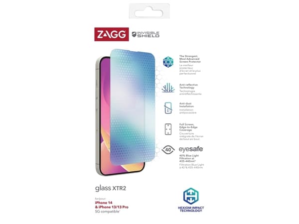ZAGG InvisibleShield Glass XTR2 - Skjermbeskyttelse for mobiltelefon - omslagskompatibel - glass - for Apple iPhone 13, 13 Pro, 14
