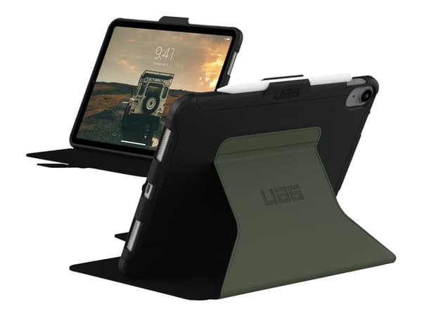 UAG Rugged Case for iPad 10.9 (10th Gen, 2022) - Scout Folio Black/Olive - Skärmskydd för surfplatta - termoplastisk polyuretan (TPU) - svart, oliv -