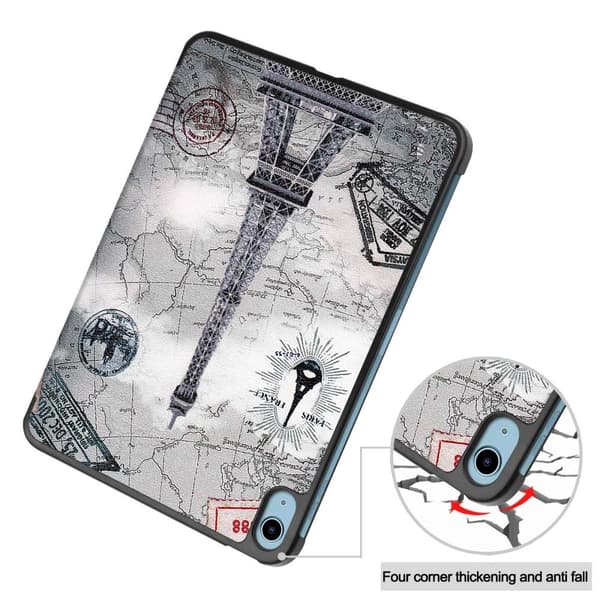Tri-fold Stand Case for iPad 10.9 (2022) Tablet Cover - Map