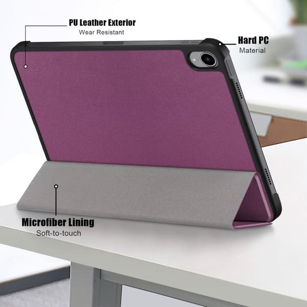 Kolminkertainen telinekotelo iPad 10.9 (2022) -tabletin suojukselle - violetti
