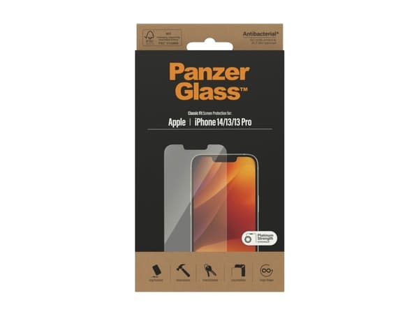 PanzerGlass - Skjermbeskyttelse for mobiltelefon - klassisk passform - glass - for Apple iPhone 13, 13 Pro, 14