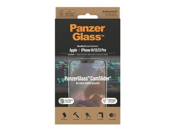 PanzerGlass 2795, Apple, Apple - iPhone 14, Apple - iPhone 13, Apple - iPhone 13 Pro, Asennus kuivana, Naarmuuntumisenkestävä, Iskunkestävä, Antibakt
