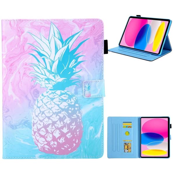 Til iPad 10.9 (2022) Tabletetui Cover Foldbart stativ - Blå Ananas