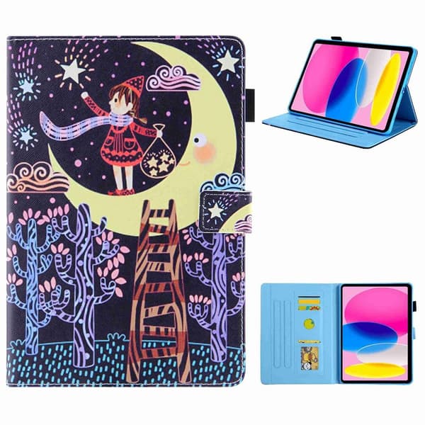 For iPad 10.9 (2022) Tablet Case Cover Foldable Stand - Moon