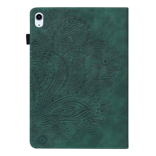 Til iPad 10.9 (2022) Tabletetui Cover Blomsterprægning - Grøn