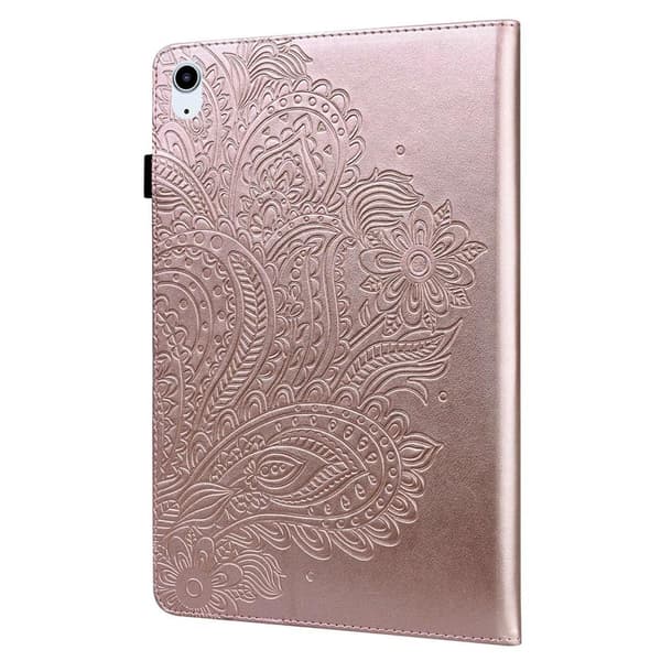 Apple iPad 10.9 2022 Sammenleggbart Veske Kortholder Blomster - Rose Gull