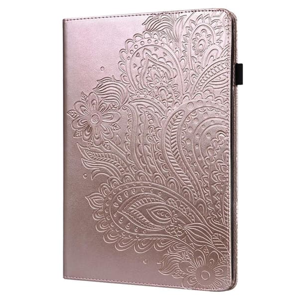 Apple iPad 10.9 2022 Sammenleggbart Veske Kortholder Blomster - Rose Gull