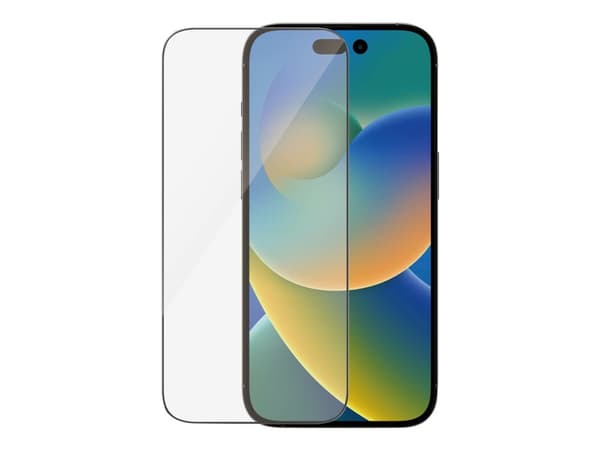 PanzerGlass - Skjermbeskyttelse for mobiltelefon - ultrabred passform - glass - rammefarge svart - for Apple iPhone 14 Pro