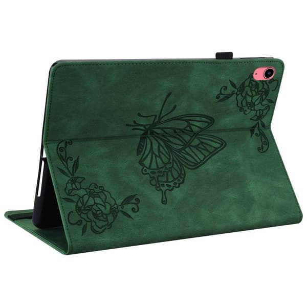 Til iPad 10.9 (2022) Tabletetui Cover Buterfly Imprinting - Grøn