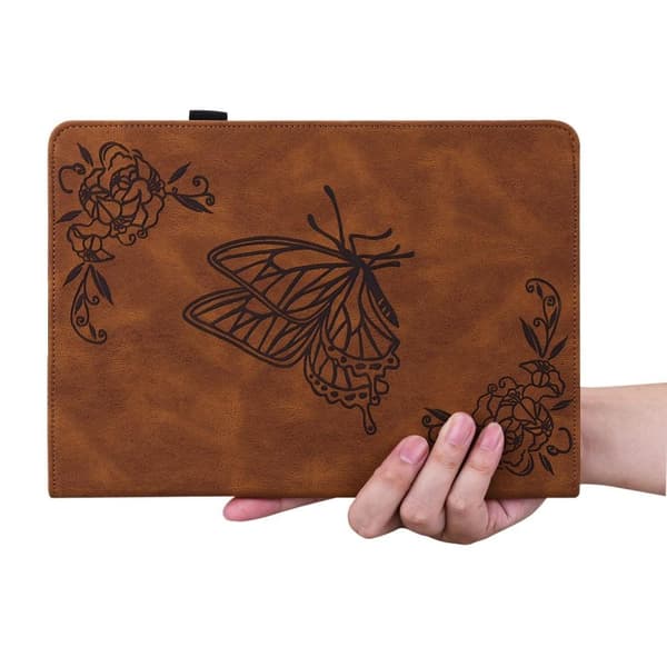 For iPad 10.9 (2022) Tablet Case Cover Buterfly Imprinting - Brown