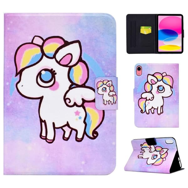 Til iPad 10.9 (2022) Tabletetui Cover Foldbart stativ - Farverig pony