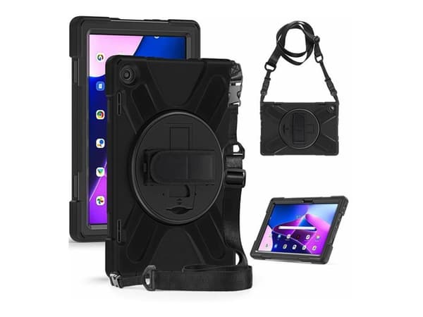 eSTUFF AUSTIN - Baksidesskydd för surfplatta - silikon, polykarbonat - svart - för Lenovo Tab M10 Plus (3rd Gen)