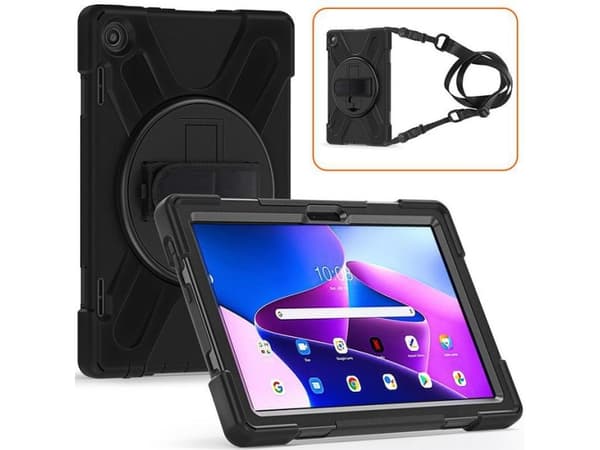 eSTUFF AUSTIN - Baksidedeksel for nettbrett - silikon, polykarbonat - svart - for Lenovo Tab M10 (3rd Gen)