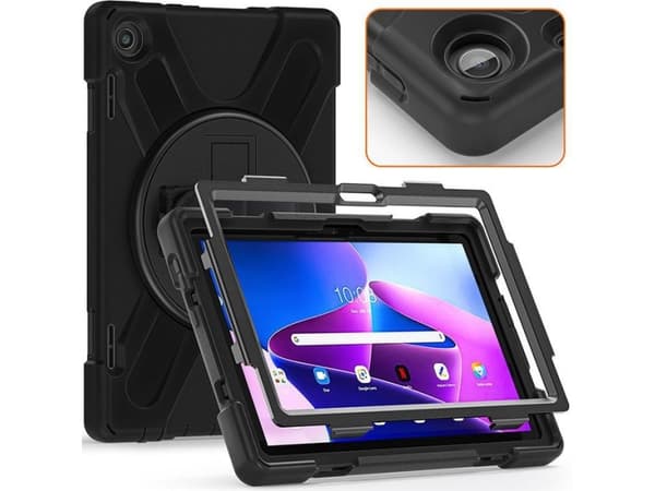 eSTUFF AUSTIN - Baksidedeksel for nettbrett - silikon, polykarbonat - svart - for Lenovo Tab M10 (3rd Gen)