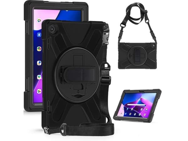 eSTUFF AUSTIN - Baksidedeksel for nettbrett - silikon, polykarbonat - svart - for Lenovo Tab M10 (3rd Gen)
