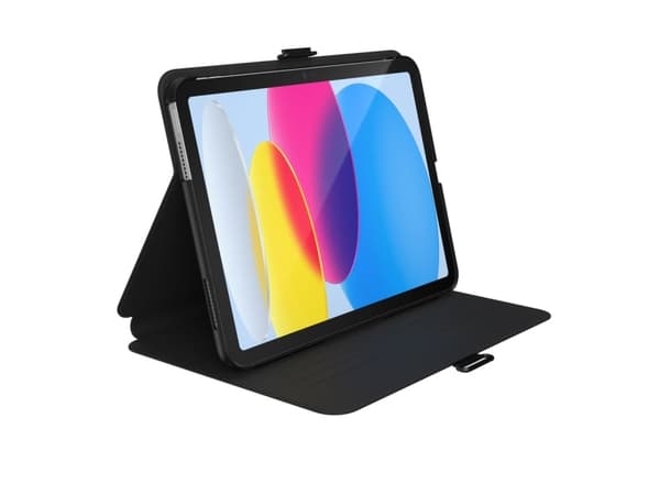 Speck Balance Folio AP-2025 - Beskyttelsesboks lommebok for nettbrett - svart/svart/hvit - for Apple 10.9-inch iPad (10. generasjon)