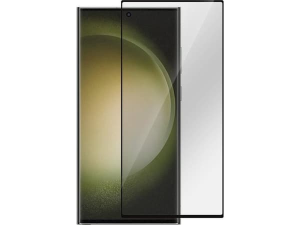 eSTUFF Titan Shield - Skjermbeskyttelse for mobiltelefon - bøyd kant - glass - rammefarge svart - for Samsung Galaxy S23 Ultra