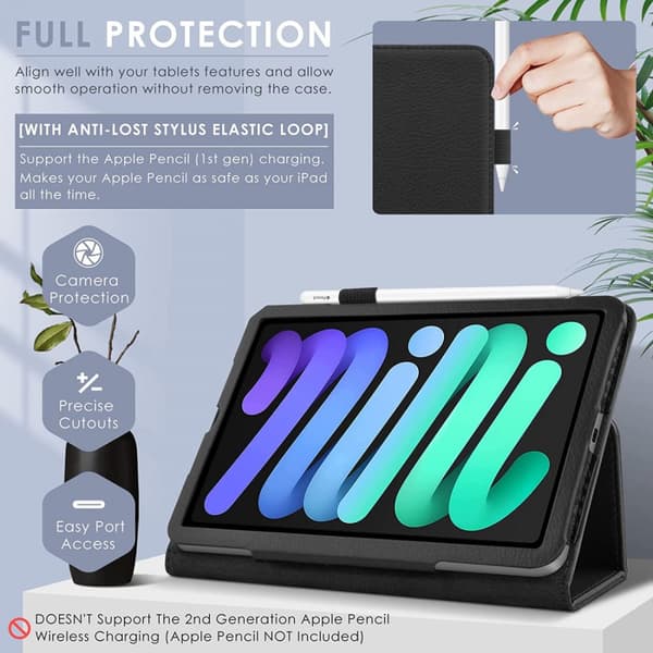 Etui med penneholder for iPad Mini 6, Sort