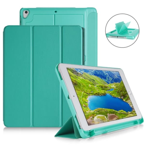 Kotelo, jossa säilytystila, USB-kaapeli Apple iPad 9.7" 2017, 2018, turkoosi